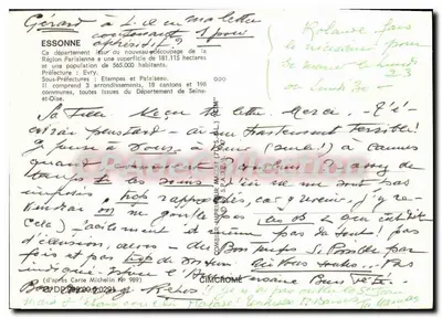 Essonne — Departament 91 — Karta turystyczna z mapą i zdjęciami miejsc — Rewers