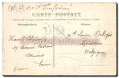 Asnières — O Parque da Prefeitura, vista tirada do Hotel de Ville — B. F., Paris, n°4 — Verso