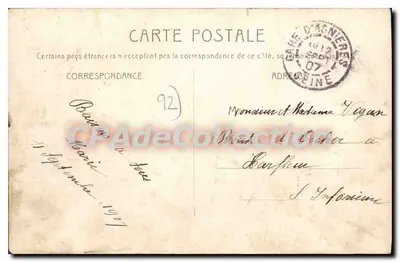 Asnières - A Praça Jean-Jacques Rousseau — Bilhete postal antigo n°102, editada por J.USA — Verso