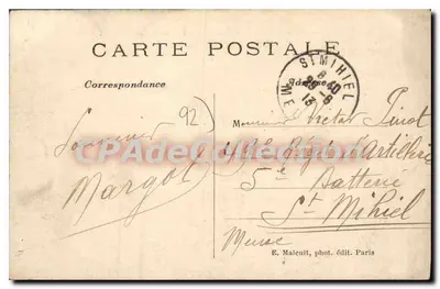 Meudon — Vista General hacia París — E. Malecuit, fot. ed. París — Reverso
