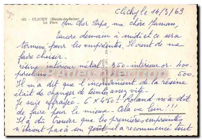 O Parque de Clichy — vista do caminho bordado de árvores e flores — editor Lyma, n° 181 — Verso