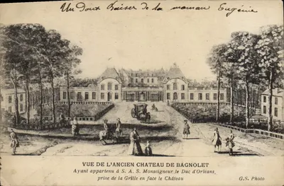 Vista do antigo castelo de Bagnolet — Pertencente à S.A.S. Monseigneur o Duque de Orleães — G.S. Photo