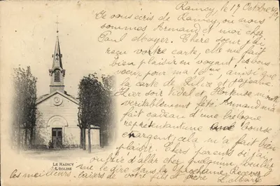 A Igreja de Le Raincy — vista da pequena igreja com torre sineira — editor desconhecido, número de série não visível