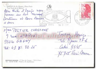 Gagny - Plac Foch — Spotkanie zespołu 'Taxis de la Marne' — Wydawnictwo Raymon — Rewers