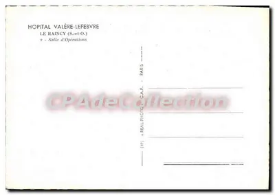 Hospital Valère-Lefebvre — Sala de Operações — Paris — Verso