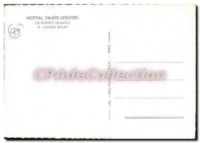 Hospital Valère-Lefebvre — Pavilhão Hérold — editor C.A.P. n°49 — Verso
