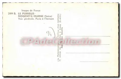 Nogent-sur-Marne — Vista general. París en el horizonte — Images de France, n° 299 B — Reverso