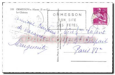 Castelo de Ormesson-sur-Marne — visão do castelo com bascula — edição Reoger — Verso