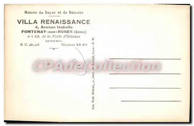 Fontenay-aux-Roses — Villa Renaissance La Terrasse — Editor não identificado — Verso