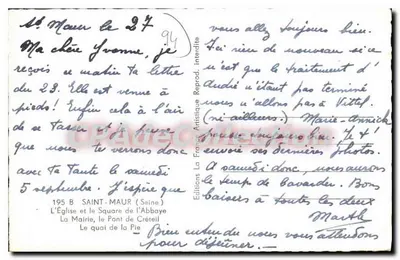 Saint-Maur-des-Fossés — Igreja, Prefeitura, Ponte de Crétail, Praça da Abadia — Éditions La France Artistique — Verso