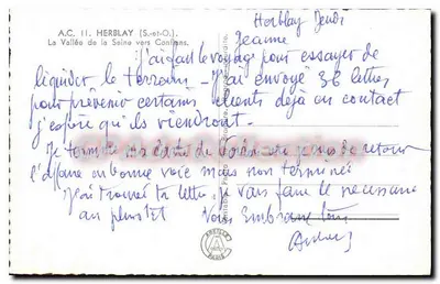 Herblay (S.-et-O.) — A Valle da Seine em direção a Conflans — A.C. II. HERBLAY — Verso