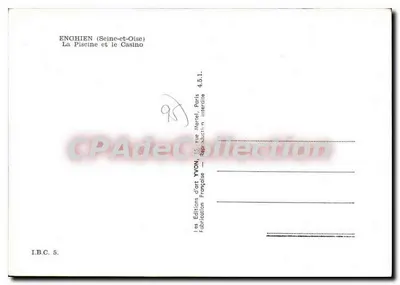 Enghien-les-Bains — A Piscina e o Cassino — Edições d'arte YVON — Verso