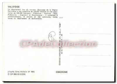 Bilhete postal semimoderno Val d'Oise Auvers sobre Oise Herblay Sarcelles Viarmes Ermont Enghien Nesles a vallée Sannois Po — Verso