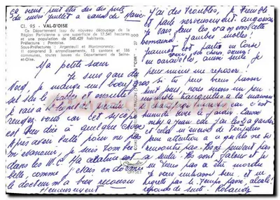 Półnowoczesna pocztówka Val d'Oise Besancourt Sarcelles Lochères Pontoise Argenteuil Gonesse Magny en Vexin Groslay Ecouen Taverny — Rewers