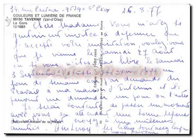 Estação de Taverny — editor Yvon, n°12/1051 — Verso