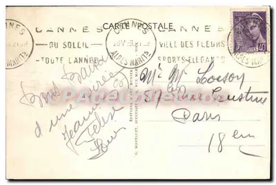 Cannes-Croisette — Praia de Palm Beach — Foto Munier — Verso