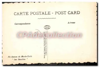 Powyżej Monte-Carlo — Les Baudites — Wydane przez Narodową Agencję Wydawniczą, Paryż — Rewers