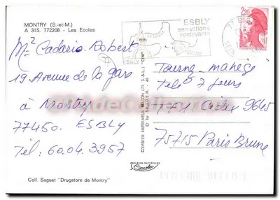 Scuola di Esbly — Monumento ai caduti — Cartolina postale dell'editore Cuing — Verso