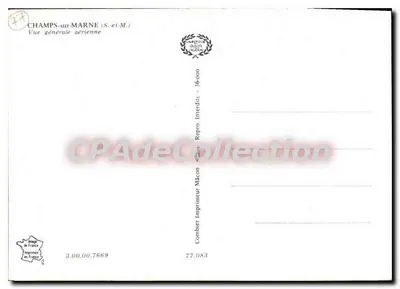Champs-sur-Marne — Vista generale aerea — Editore Combier, Mâcon — Verso