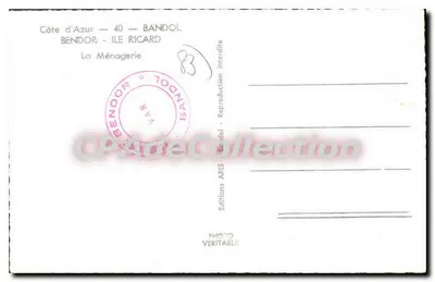 Camelo em uma encesta — Bandol, Ilha Ricard — Edições ARIS — Verso