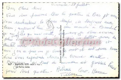 BANDOL-SUR-MER — A Pequena Ponte — Edição MARY 16, Rue Pâtes, Toulon — Verso