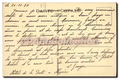 Hyères-les-Palmiers — Avenue Godillot, Quartier de la Gare — Éditeur E. Huet, n° 188 — Rewers