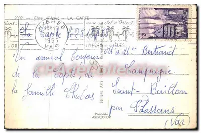 La Capte — Côte d'Azur — Wydawnictwo ARISCOLOR — Rewers