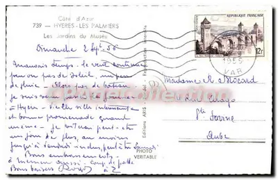Los Jardines del Museo — Hyères — Los Palmeras — Ediciones ARIS — Reverso