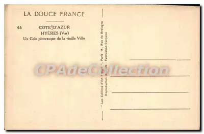 Hyères (Var) — Un rincón pintoresco de la vieja ciudad — Éditions d'Art Yvon — Reverso