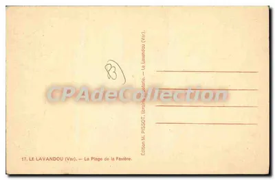Le Lavandou (Var) — A Praia da Favière — Edição M. Pissot, Le Lavandou (Var) — Verso