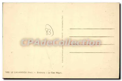 Le Lavandou (Var) — Arredores: O Cabo Negro — Edição Livraria Pissot (Var) — Verso