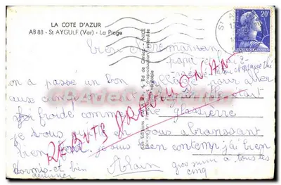 Plaża w Saint-Aygulf — Côte d'Azur — Éditions des Editions M.A.R. NICE — Rewers