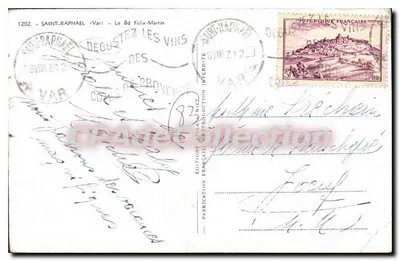 Saint-Raphaël — Vista do porto e do Hotel Beau-Sejour — Éditions Bellan, N°1202 — Verso