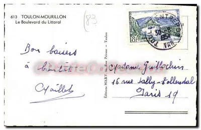 Toulon-Mourillon — Bulwar Morski — Wydawnictwo MARY, Toulon — Rewers