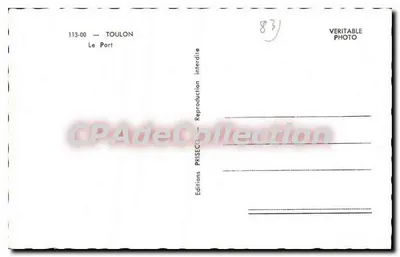 Toulon — O Porto — Edições PRISECO, n° 113-00 — Verso