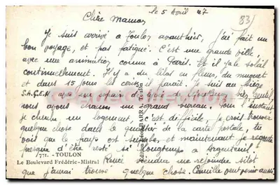 Vue da promenade dos Ingleses em Nice — editor CPAdeCollection, n° 83 — Verso