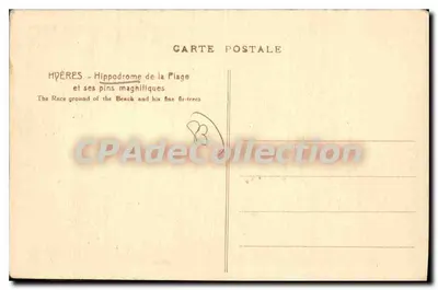 Hyères — Hipodrom Plażowy i jego piękne sosny — Wydawca Cépe — Rewers