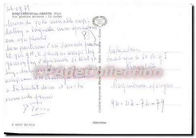 Roquebrune-sur-Argens — Ogólny widok z lotu — skała — Wydawca: Combier Drukarnia — Rewers