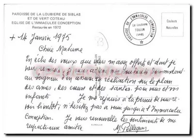 Kościół Niepokalanego Poczęcia — La Loubrière, Toulon — Parafia La Loubrière i Vert Coteau — Rewers