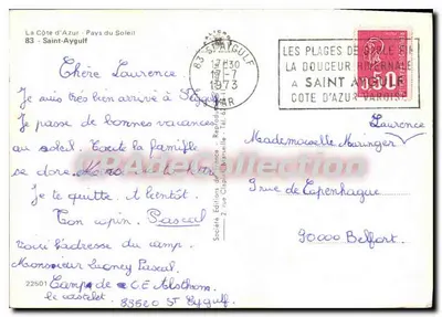Saint-Aygulf — animowana plaża i widok z Tabac — Éditions de France — Rewers