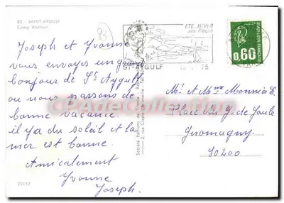 Camp Alsthom em Saint-Aygulf — editor Éditions de France, n°22112 — Verso