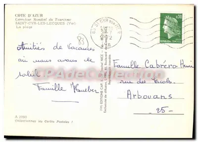 Saint-Cyr-sur-Mer — Praia — Edições CAP, série A.2090 — Verso