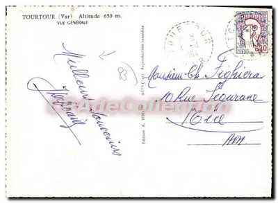 Tourtour (Var) — Ogólny widok — Wysokość 650 m — Wydawnictwo A. VOLLIN (Alpy) — Rewers