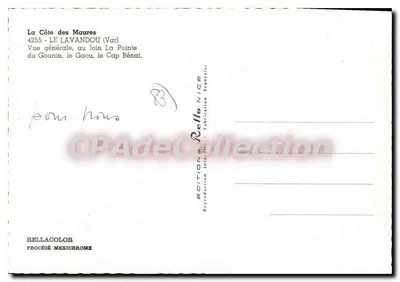 La Côte des Maures — Vue générale au loin, Le Gouron, le Cap Bénat — Éditions Rella Nice — Verso