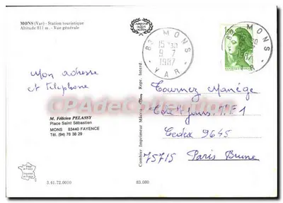 Mons (Var) — Ogólny widok — Wydawca M. Félicien Pelassy — Rewers