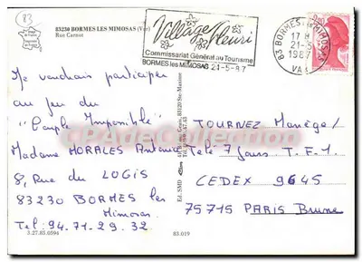 Bormes-les-Mimosas — ulica handlowa z piekarnią — Komisariat Główny ds. Turystyki — Rewers