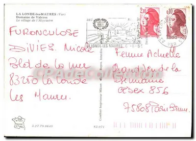 La Londe-les-Maures — Dziedzictwo Alycastre — Combleur, drukarz Mâcon — Rewers