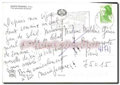 Saint-Tropez (Var) — Ogólny widok z lotu ptaka — Stara pocztówka z kolekcji — Rewers