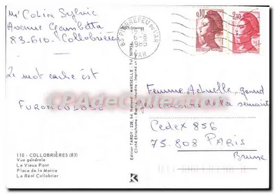 Collobrières — vista geral — Edição Tardy — Verso