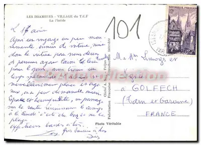 Les Issambres - Aldeia do T.C.F. A Pinède — Cliché A. Sté - Fréjus — Verso